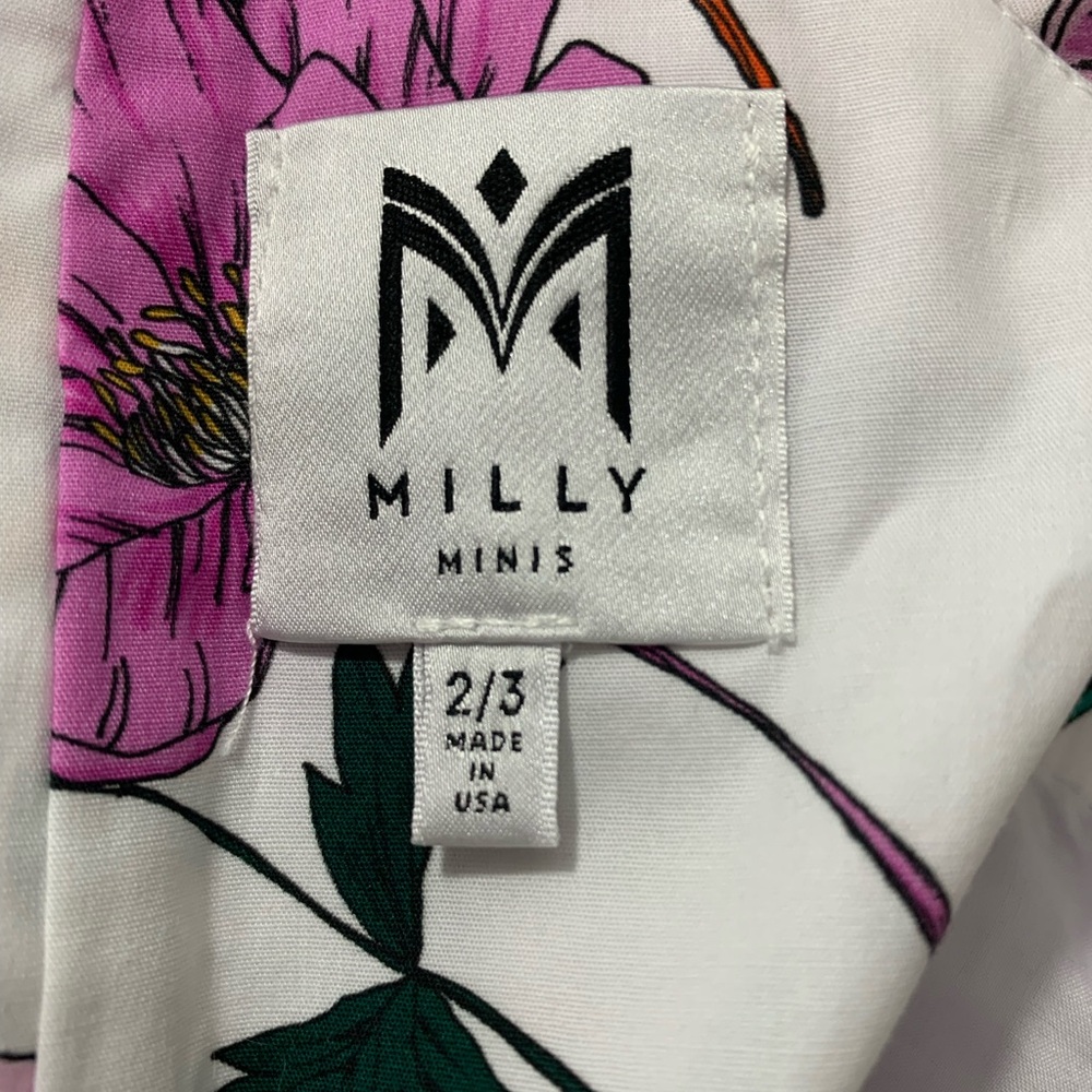 Milly minis summer floral print dress with spaghetti shoulder straps. Size 2/3 - Picture 9 of 11